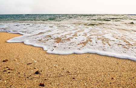 Soft wave of the sea on the sandy beach の写真素材