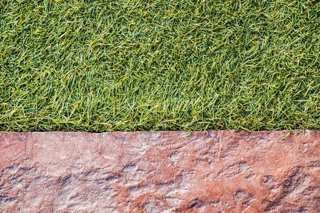 Artificial grass and stone floorの写真素材