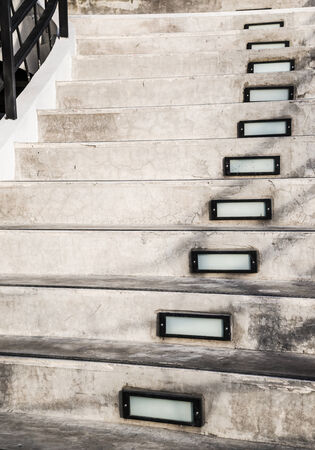 Cement staircase with illuminated boxの写真素材