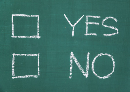 Yes or No, two choices written on the blackboard