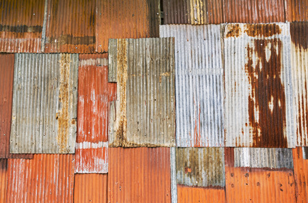 Rusty corrugated metal wallの写真素材