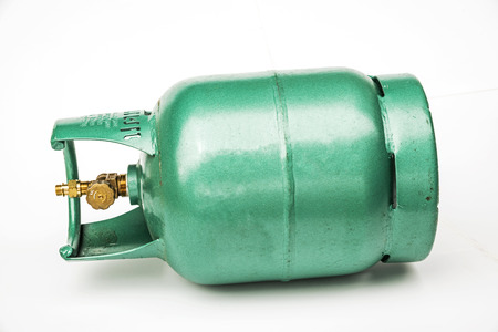 Gas bottle on white background の写真素材