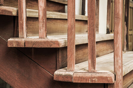 Closeup of old wooden stairs の写真素材