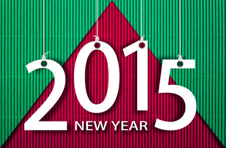 Happy new year 2015 on corrugated paper background.の写真素材