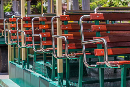 Open touring car for tour in the garden at Royal Park Rajapruek, Chiang Mai,Thailand.の写真素材