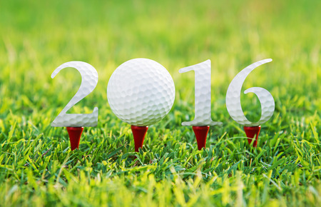 Happy new year 2016, Golf sport conceptual image ,the same concept available for 2015,2017,and 2018 year.の写真素材