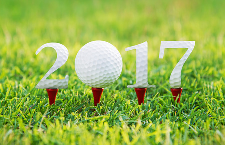 Happy new year 2017, Golf sport conceptual image ,the same concept available for 2015,and 2016 year.の写真素材