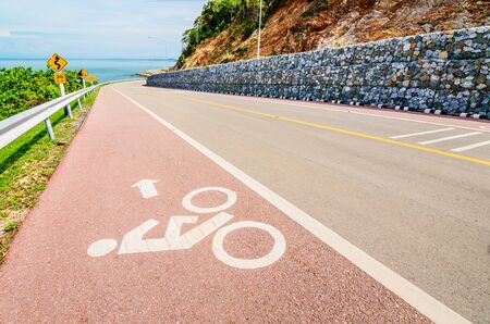 Lane for bicycle along the coastal road.