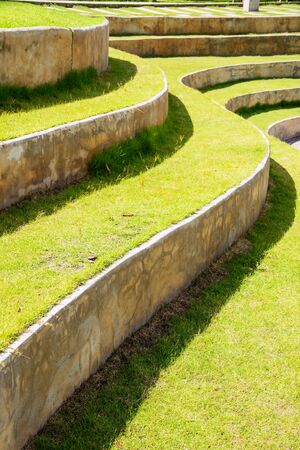Stairway with green grass,landscape architecture.