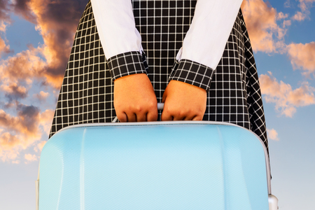 Young female with travel bag and passport .の写真素材