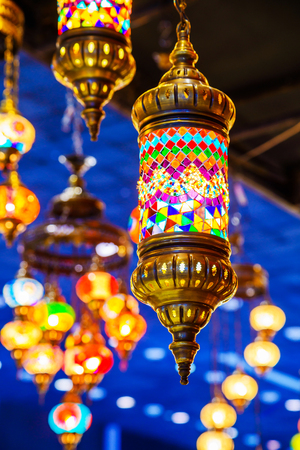 Abstract colorful arabic lamps illuminatedの写真素材