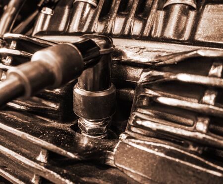 Spark plug on motorcycle apparel, Close up motorcycle spark plug