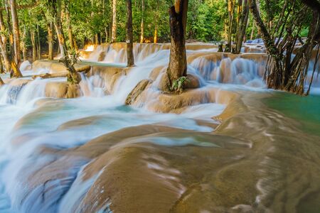 Tad Sae Waterfall in Luang prabang province, Laosの写真素材