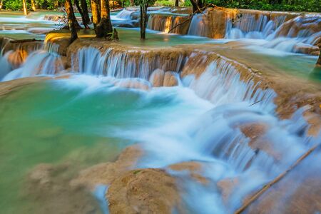 Tad Sae Waterfall in Luang prabang province, Laosの写真素材