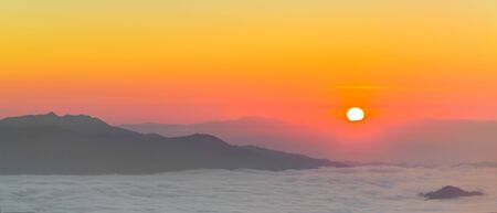 Morning sunrise over mist , Huai Nam Dang National Park, Chiang Mai, Thailand, landscape, travel and nature conceptの写真素材