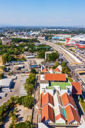 Aerial view from plane of Chiang Mai City, Thailand, Landscape of Chiang Mai City in Thailand. 28...