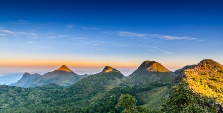 Morning mist and sunrise on Doi Luang Chiang Dao, Chiang Mai ,Thailand.の写真素材
