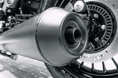 Closeup of exhaust or intake of racing motorcycleの写真素材