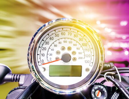 Gauges of vintage classic motorcycleの写真素材