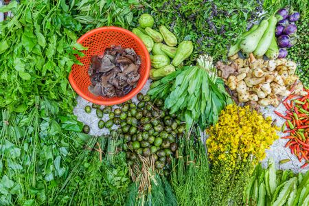 Fresh and organic vegetables in Luang Prabang, Laosの写真素材