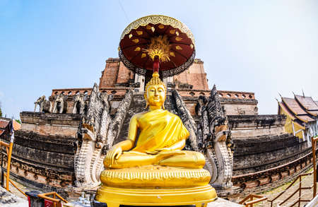 Wat Chedi Luang is a Buddhist temple in the historic centre of Chiang Mai, Thailand