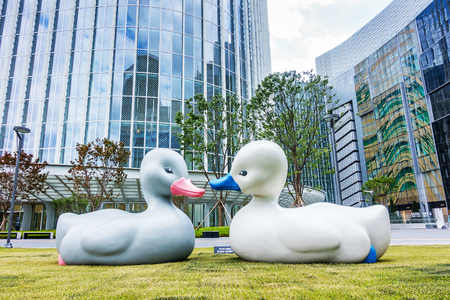SEOUL, SOUTH KOREA - MAY 26, 2017: Public park in Lotte World Tower in Songpa-gu, is a 123-floor and is the 5th tallest building in the world.のeditorial素材