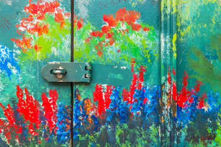 Colorful painted doorの写真素材