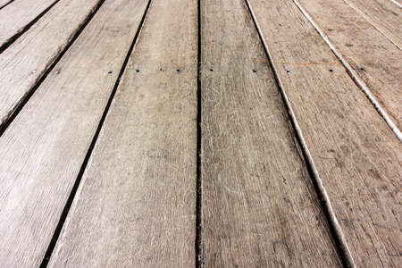 Wooden Walkway decking or flooring, close-up and angle viewの写真素材