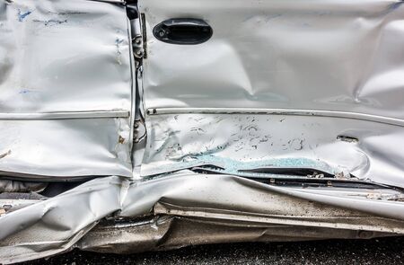 Car get damaged by car crashed accidentの写真素材