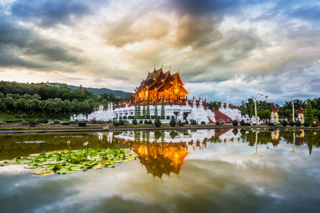 Chiang Mai, Thailand at Royal Flora Ratchaphruek Park. Traditional thai architecture in the Lanna style.の写真素材