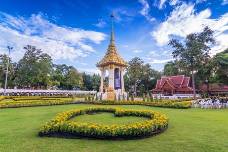 Phrae, Thailand - October 23, 2017 : The Royal Crematorium replica in Phrae Province to be held for the Royal Cremation of His Majesty King Bhumibol Adulyadej on October 26, 2017のeditorial素材
