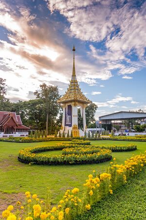Phrae, Thailand - October 23, 2017 : The Royal Crematorium replica in Phrae Province to be held for the Royal Cremation of His Majesty King Bhumibol Adulyadej on October 26, 2017のeditorial素材