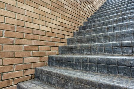 Bricks wall texture with concrete cement stair stepsの写真素材