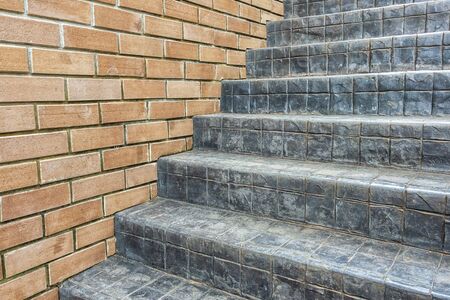Bricks wall texture with concrete cement stair steps