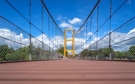 Suspension bridge across the river at Tak Province, Thailand.