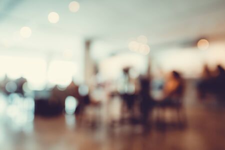 Blurred interior background of Coffee Shop or Cafeteria for use as Backgroundの写真素材