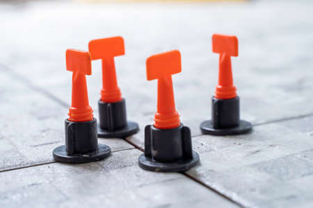 Leveling system wedges for tilesの写真素材