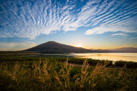 Sunset light on the edge of the dam, Chiang Mai in Thailand
