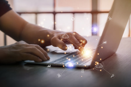 Digital transformation change management, internet of things. new technology bigdata and business process strategy, Ai technology, smart industry, cloud computing, customer service management,centerの写真素材