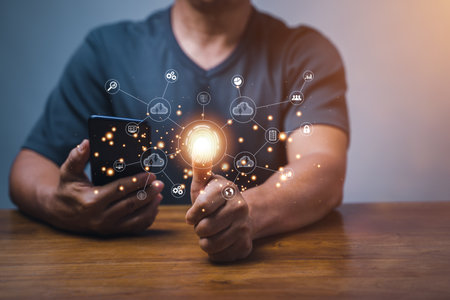 Digital transformation change management, internet of things. new technology bigdata and business process strategy, automate operation, customer service management, cloud computing, smart industryの写真素材