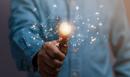 Digital transformation change management, internet of things. new technology bigdata and business process strategy, automate operation, customer service management, cloud computing, smart industryの写真素材