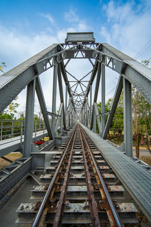 Old railway iron bridge in countryside at North of Thailand. Name is Paramin Bridgeの写真素材