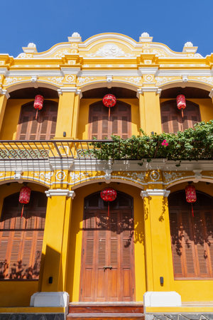 HOI AN, VIETNAM - AUGUST, 15 2023 : Old building in ancient city of Hoi An, Vietnam. UNESCO world heritage, at Quang Nam province. Vietnam. Hoi An is one of the most popular destinations in Vietnamのeditorial素材