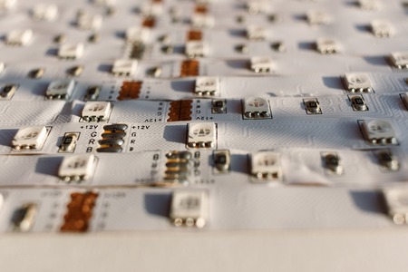 open LED panel. LEDs close-up. Attaching driversの写真素材