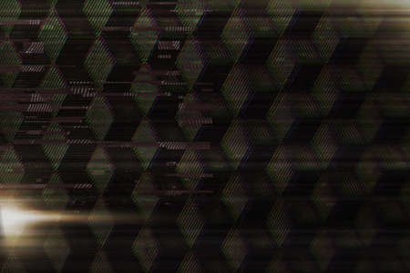 Dark abstract background of geometric cubes with illumination and 3d effect. Geometric pattern with...