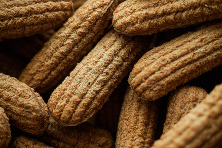 Confectionery or bars made of rye flour close-up. Healthy food for dessert. Background..の写真素材