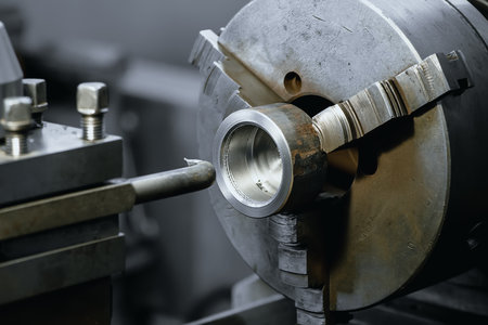 Type of metal processing lathe part. Industrial background..の写真素材