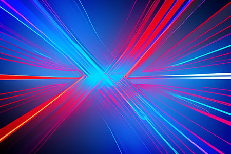 Futuristic blue lines with glowing neon light and vibrant multicolored patterns.Background. Illustrationの写真素材