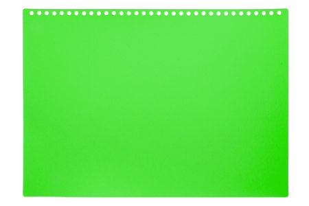Green frame on a white background with copy space. Blank green sheet for writing information from a notepad. Isolated on white background.の写真素材