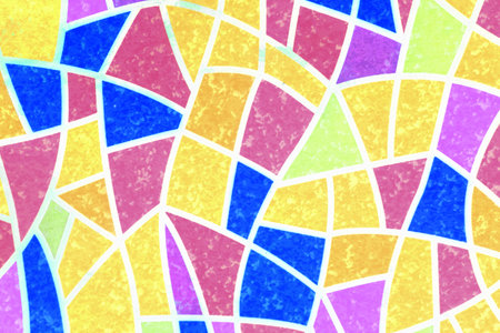 Abstract background. Multicolored stained glass surface. Colored geometric patterns. Stone mosaic.の写真素材